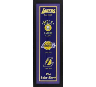 Los Angeles Lakers 36"x12" Framed Heritage Banner with Team Logos