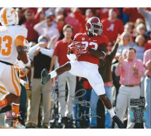 Kevin Norwood Signed Alabama Crimson Tide Unframed 16x20 NCAA Color Photo - Falling Back with "Mr. Clutch" Inscription