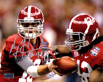 AJ McCarron Signed Alabama Crimson Tide Unframed 8x10 NCAA Photo - Handoff to Eddie Lacy