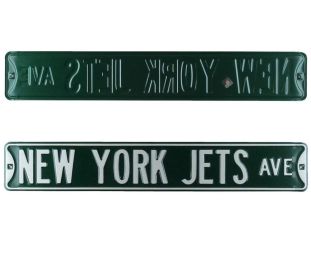 New York Jets Avenue Officially Licensed Authentic Steel 36x6 Green & White NFL Street Sign