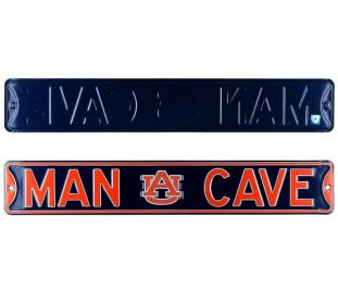 Auburn Tigers Man Cave Officially Licensed Authentic Steel 36x6 Blue & Orange NCAA Street Sign