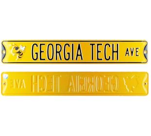 Georgia Tech Yellow Jackets Avenue Officially Licensed Authentic Steel 36x6 Yellow & Black NCAA Street Sign