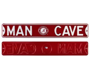 Alabama Crimson Tide Man Cave Officially Licensed Authentic Steel 36x6 Crimson and White NCAA Street Sign