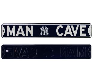 New York Yankees "Man Cave" Officially Licensed Authentic Steel 36x6 Blue & White MLB Street Sign