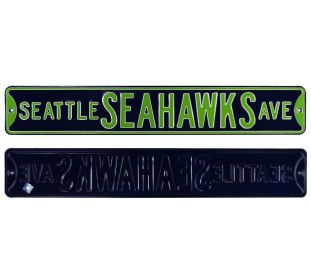 Seattle Seahawks "Seattle Seahawks Avenue" Officially Licensed Authentic Steel 36x6 Navy & Green NFL Street Sign
