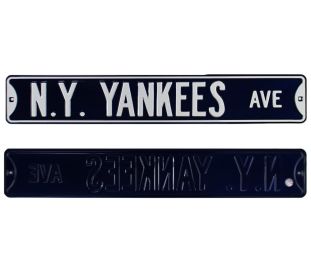 New York Yankees "New York Yankees Avenue" Officially Licensed Authentic Steel 36x6 Navy Blue & White MLB Street Sign