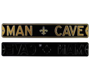 New Orleans Saints "Man Cave" Officially Licensed Authentic Steel 36x6 Black & Gold NFL Street Sign