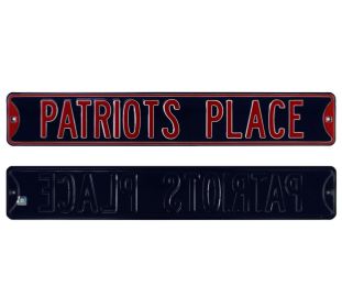 New England Patriots "Patriots Place" Officially Licensed Authentic Steel 36x6 Navy & Red NFL Street Sign