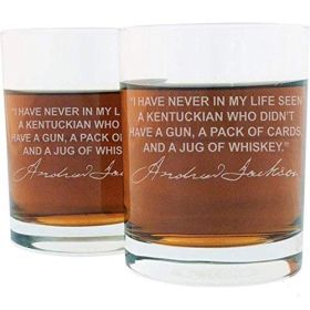 Andrew Jackson Famous Quote Italian Crystal Whiskey Glass