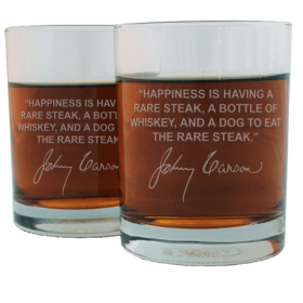 Johnny Carson Famous Quote Italian Crystal Whiskey Glass