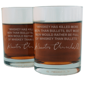 Winston Churchill Famous Quote Italian Crystal Whiskey Glass