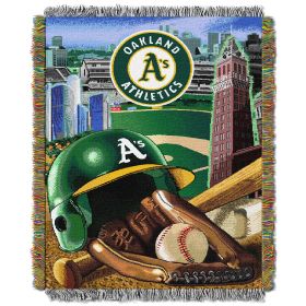 A's OFFICIAL Major League Baseball; "Home Field Advantage" 48"x 60" Woven Tapestry Throw by The Northwest Company