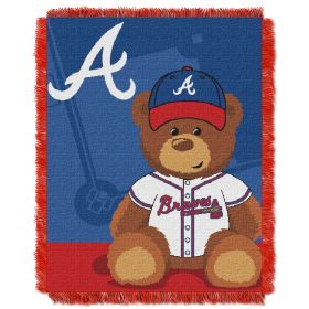 Braves OFFICIAL Major League Baseball; "Field Bear" Baby 36"x 46" Triple Woven Jacquard Throw by The Northwest Company