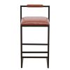 Modern Set of 2 Counter Height Bar Stools for Kitchen PU Leather Upholstered Barstools with Back Armless Dining Chairs (Brown with Back)