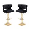 Bar Stools With Back and Footrest Counter Height Dining Chairs-Velvet Black-2PCS/SET