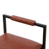 Modern Set of 2 Counter Height Bar Stools for Kitchen PU Leather Upholstered Barstools with Back Armless Dining Chairs (Brown with Back)