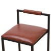 Modern Set of 2 Counter Height Bar Stools for Kitchen PU Leather Upholstered Barstools with Back Armless Dining Chairs (Brown with Back)
