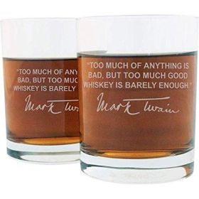 Mark Twain Famous Quote Etched Quote Whiskey Glass