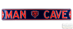 Chicago Bears Man Cave Officially Licensed Authentic Steel 36x6 Blue & Orange NFL Street Sign