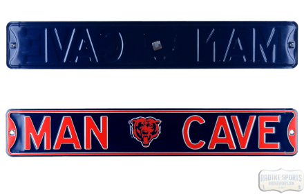 Chicago Bears Man Cave Officially Licensed Authentic Steel 36x6 Blue & Orange NFL Street Sign