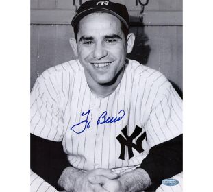 Yogi Berra Signed New York Yankees Unframed 8x10 Black and White Photo - Hands Folded