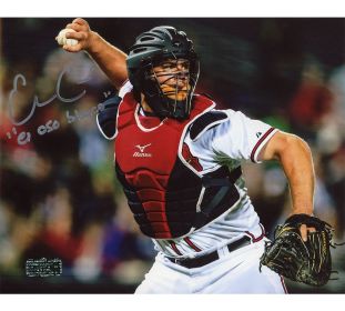 Evan Gattis Signed Atlanta Braves Unframed 8x10 MLB Photo - Throwing with "El Oso Blanco" Inscription