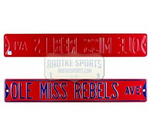 Ole Miss Rebels Avenue Authentic Steel NCAA Licensed Red & Blue Street Sign