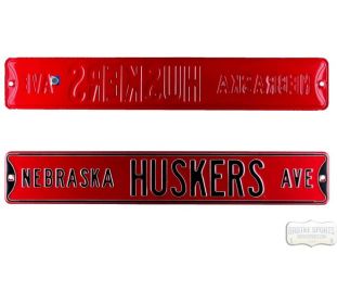 Nebraska Cornhuskers Avenue Officially Licensed Authentic Steel 36x6 Red & White NCAA Street Sign