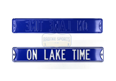 On Lake Time Authentic Steel Licensed Blue Street Sign