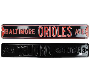 Baltimore Orioles Avenue Officially Licensed Authentic Steel 36x6 Orange & Black MLB Street Sign