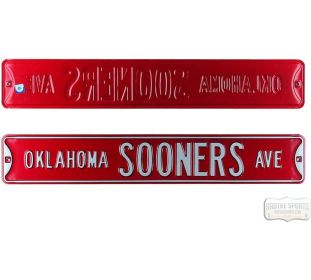 Oklahoma Sooners Avenue Officially Licensed Authentic Steel 36x6 Red & White NCAA Street Sign