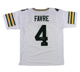 Brett Favre Signed Green Bay Custom White Jersey with "HOF 16" Inscription
