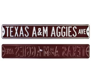 Texas A&M Aggies "Texas A&M Aggies Avenue" Officially Licensed Authentic Steel 36x6 Maroon & White NCAA Street Sign
