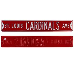 St Louis Cardinals "St Louis Cardinals Avenue" Officially Licensed Authentic Steel 36x6 Red & White MLB Street Sign