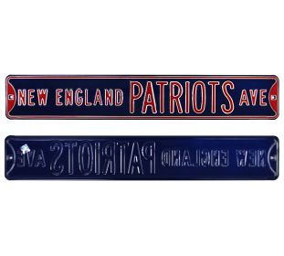 New England Patriots Avenue Officially Licensed Authentic Steel 36x6 Blue & Red NFL Street Sign