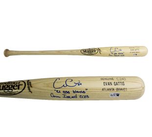 Evan Gattis Signed Atlanta Braves Game Issued Louisville Slugger Blonde MLB Bat with "El Oso Blanco & Game Issued 2013" Inscriptions