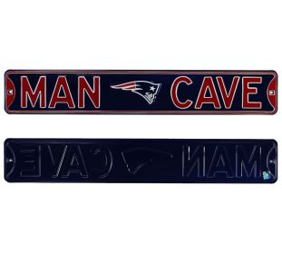 New England Patriots "Man Cave" Officially Licensed Authentic Steel 36x6 Navy & Red NFL Street Sign