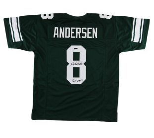 Morten Andersen Signed Michigan State Green Throwback Custom Jersey with "Go Green" Inscription