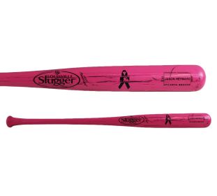 Jason Heyward Unsigned Atlanta Braves Game Issued Louisville Slugger Pink MLB Bat