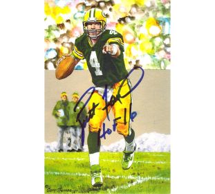 Brett Favre Signed Green Bay Packers Goal Line Art 4x6 Card - LE