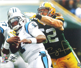 Clay Matthews Signed 20x24 Green Bay Packers Gallery Wrapped NFL Wall Mount Canvas - Tackling Cam Newton