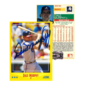 Dale Murphy Signed 1988 Score #450 Atlanta Braves Baseball Card