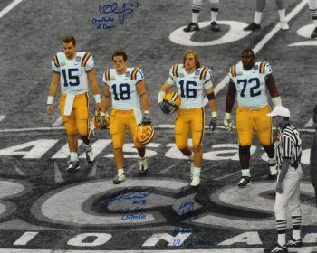 Craig Steltz, Jacob Hester, & Chad Jones Signed LSU Tigers 16x20 Spotlight Photo With Player Inscriptions