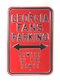 Georgia Bulldogs Officially Licensed Authentic Steel 12x18 Red Parking Sign - Beware of the Dawgs