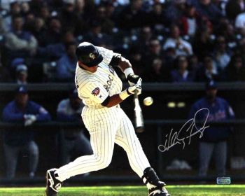 Andres Galarraga Signed Colorado Rockies 16x20 Ball On Bat