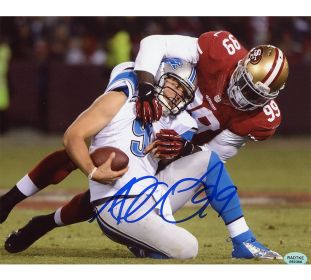 Aldon Smith Signed San Francisco 49ers Unframed 8x10 NFL Photo - Sacking Stafford