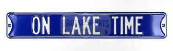 On Lake Time Authentic Steel Licensed Blue Street Sign