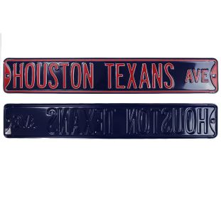 Houston Texans Avenue Officially Licensed Authentic Steel 36x6 Blue & Orange NFL Street Sign