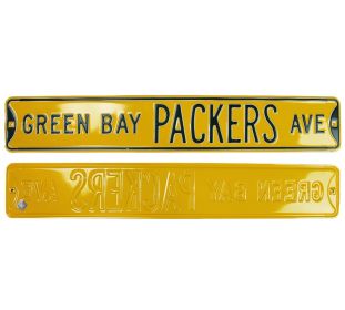 Green Bay Packers Avenue Authentic Steel NFL Licensed Yellow & Black Street Sign
