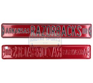 Arkansas Razorbacks Avenue Officially Licensed Authentic Steel 36x6 Red & Black NCAA Street Sign